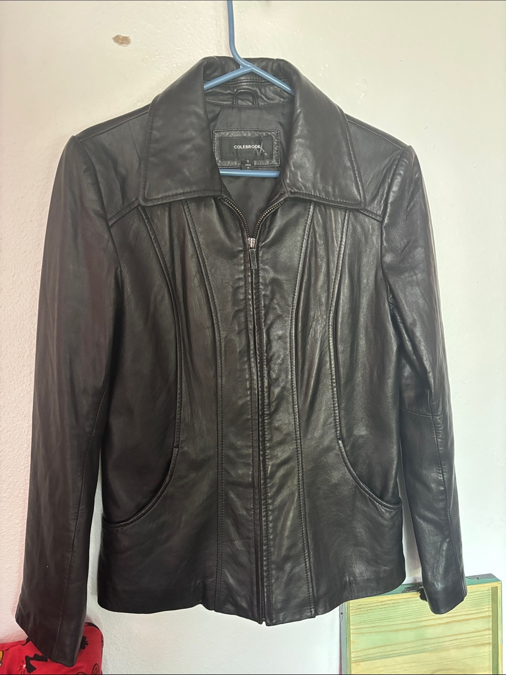 Colebrook Black Leather Bomber Jacket — Men's Zip-Front